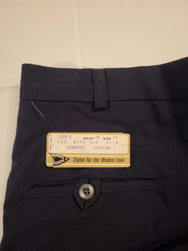 Calça Vintage Anos 80 Calças Cônicas Meninos Tamanho 18 Preta Rayon Nova Com Etiqueta Nos - Imagem 3 de 4