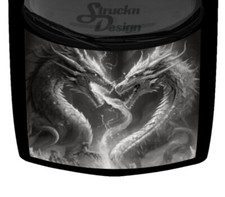Grayscale Fire Dragons Truck Hood Wrap Vinyl Car Graphic Decal 58 X 65 Us Made