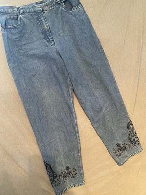 Petite Sophisticate Jeans Size 8 Beaded Cuffs 100% Cotton (BOX E)