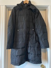 Alfani Black Hooded Lightweight Down Quilted Puffer Long Jacket Women's Size L