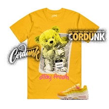 Air Max 95 Sunshine University Gold Big Bubble Pink Foam T Shirt Match STAY