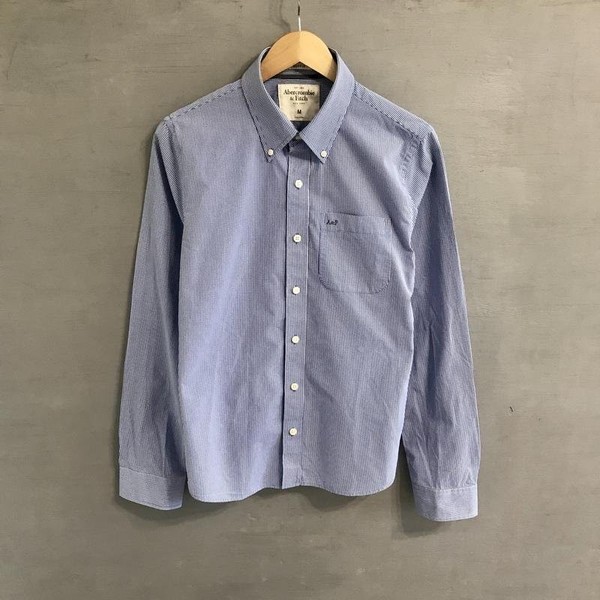 Camicia Uomo Abercrombie & Fitch Blu Navy Cotone 38 / M /