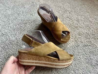 Homers Artisan Women s Size 37.5 Suede Platform Wedge Slingback Sandals Spain