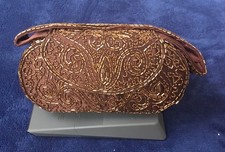 Vintage 40’s-50’s  Brown Evening Purse accented w/Copper Beading WALBORG?