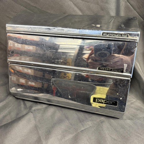 VTG Lincoln Beautyware Foil Wax Paper Dispenser MCM Chrome Wall Mount