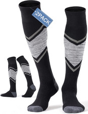 2/3 Pack Merino Wool Ski Socks for Snowboarding, Full Cushioned Winter Thermal K