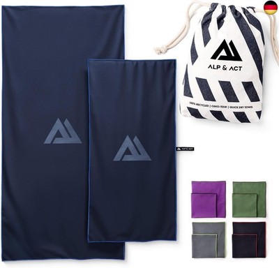 ALP & ACT Mikrofaser Handtuch 2er Set - 100% Recycelt - EXTRA KOMPAKT &