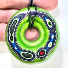 DVH Rare Michigan Jeep Mojito Green Fordite Buck Hole Donut Bead Pendant 58mm Rd
