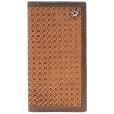 HOOEY "Hands Up Basketweave" Rodeo Wallet, Tan/Brown
