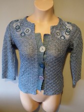 Per una blue 3/4 sleeves uk small embelished cardigan chunky buttons