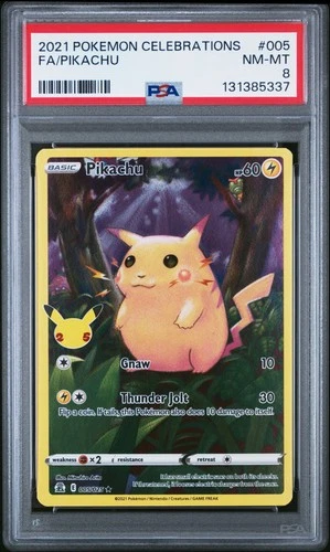 2021 POKEMON CELEBRATIONS #005 FULL ART/PIKACHU PSA 8