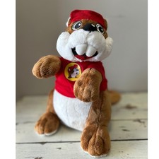 Buc Ees 10" Beaver Plush Red Hat Shirt Stuffed Animal Toy Medium