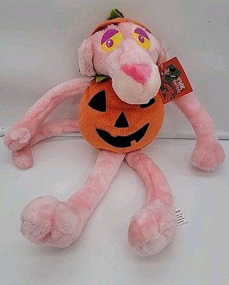 NOS Kelly Toy Pink Panther Halloween Pumpkin Plush Stuffed Animal 1999 Tags 17''