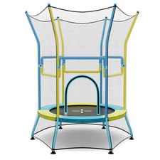 Mini Trampoline for Kids with Safety Enclosure Net and Foam Handles-Yellow - Col