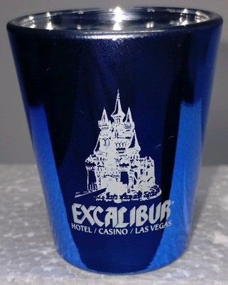 Excalibur Hotel Casino Las Vegas Blue mirror finish Shot Glass Souvenir Barware