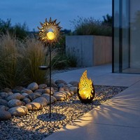 Solarlampe Steckleuchte AußEnlampe Gartendeko Led Schwarz Gold Glas 2Er Set