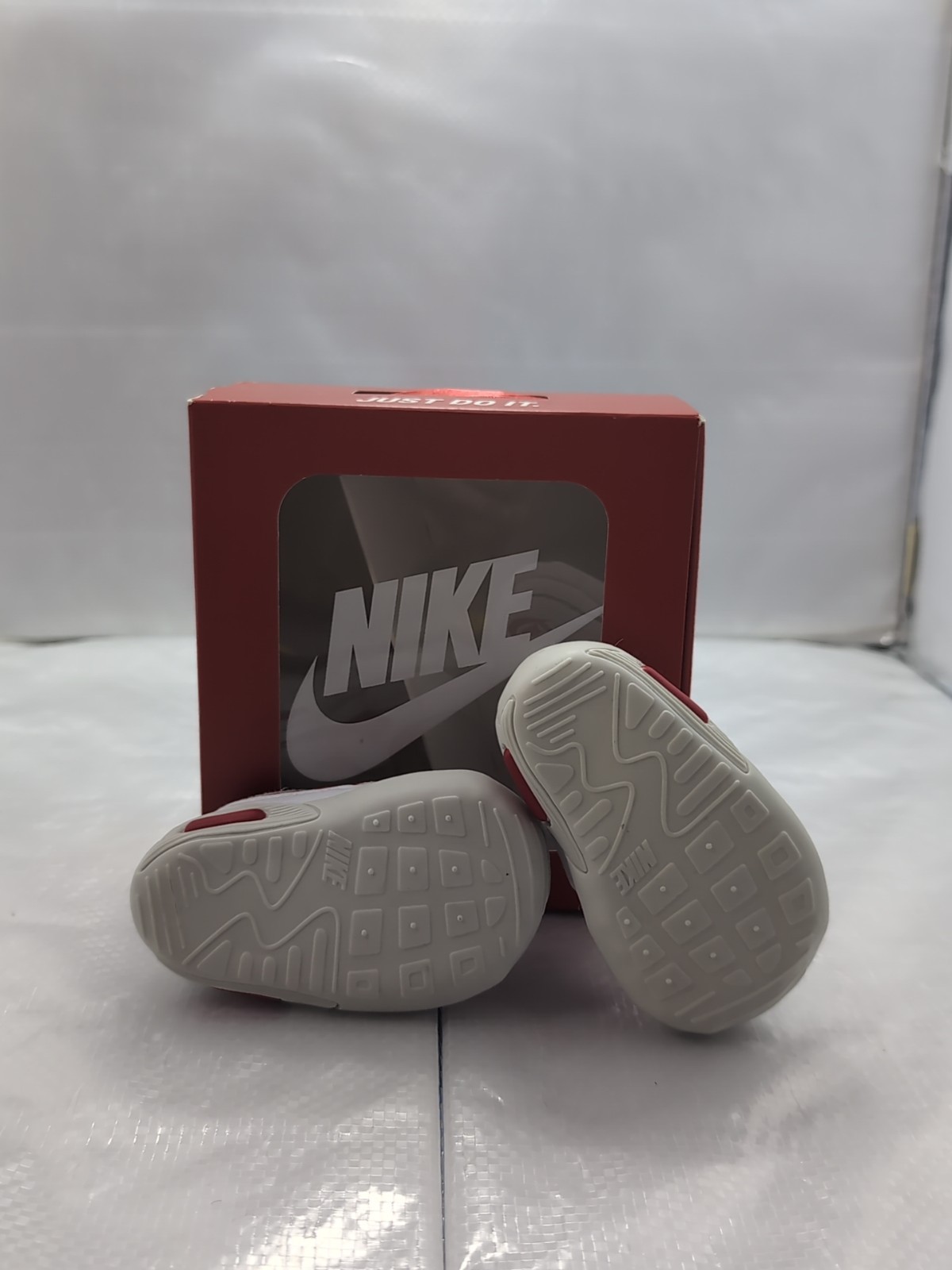 PONY Nike Max 90 Culla (CB) Scarpe Culla Bambino Rosso Bianco Nuove Taglia 1c