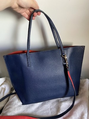 Carpisa Handtasche Umhängetasche Blau Rot Leder H 24 B 40 T 14 Top