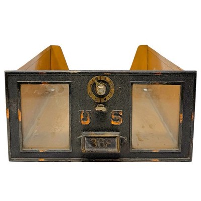 Vintage US Post Office PO Box Door Drawer Lock Brass Metal Combination NA