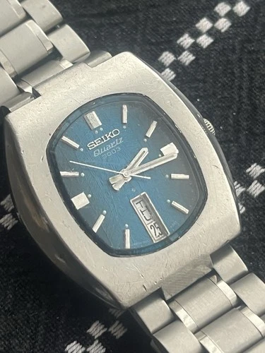 Seiko 3003 Ultra Rare DayDate Blue Dial Mens Silver Watch 3863-5009 Vintage 1984