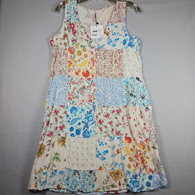 NWT  Paani Tank Coverup/dress Patchwork Pocketed Dress Size Sm DP674 Boho Floral
