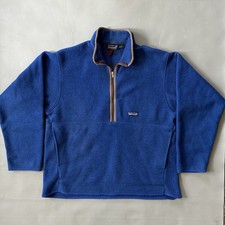 Vtg 90s Patagonia Synchilla Marsupial Pullover Fleece Mens Blue Blueberry Jacket