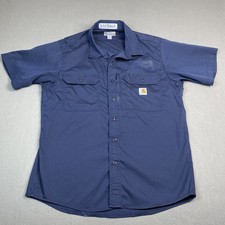 Carhartt Shirt Men's L Dark Blue Relaxed Fit Workwear Casual Rugged Work 398-20