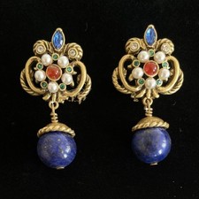 Vintage Iris Pendant Earrings Antique Court S...