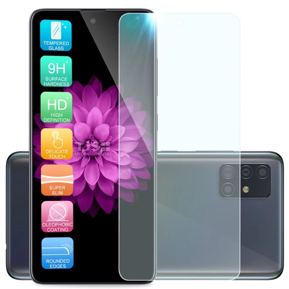 For Samsung Galaxy A51 5G Case Clear TPU Glitter Hard PC Back+Tempered Glass - Image 2 of 4