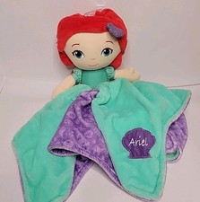 Disney Baby Ariel Lovey Security Blanket 13" Purple Teal Plush Little Mermaid