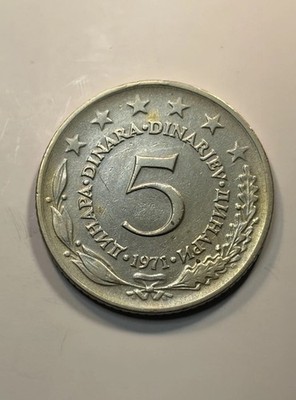 1971 Yugoslavia 5 Five Dinara World Coin Olympic Coin
