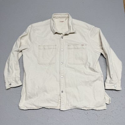 Levi Strauss Signature Jacket Mens XXL Ivory Canvas Work Shirt Shacket