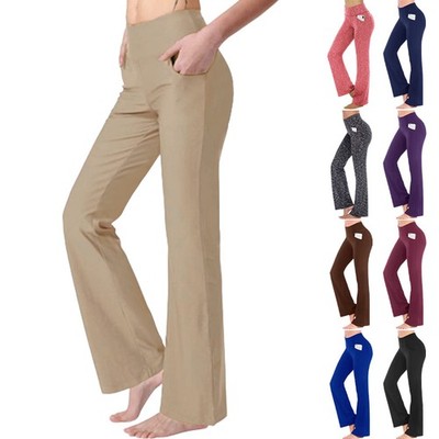 Damen Weites Bein Bootcut Yogahose Freizeit Fitnesshose Jogging Leggin Sporthose