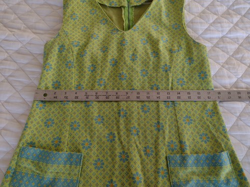 Vtg 60s Daisy Mod Mini Dress Green Floral Gogo 70s Sz S M Handmade Hippie Boho, Size S, $45 - Photo 6