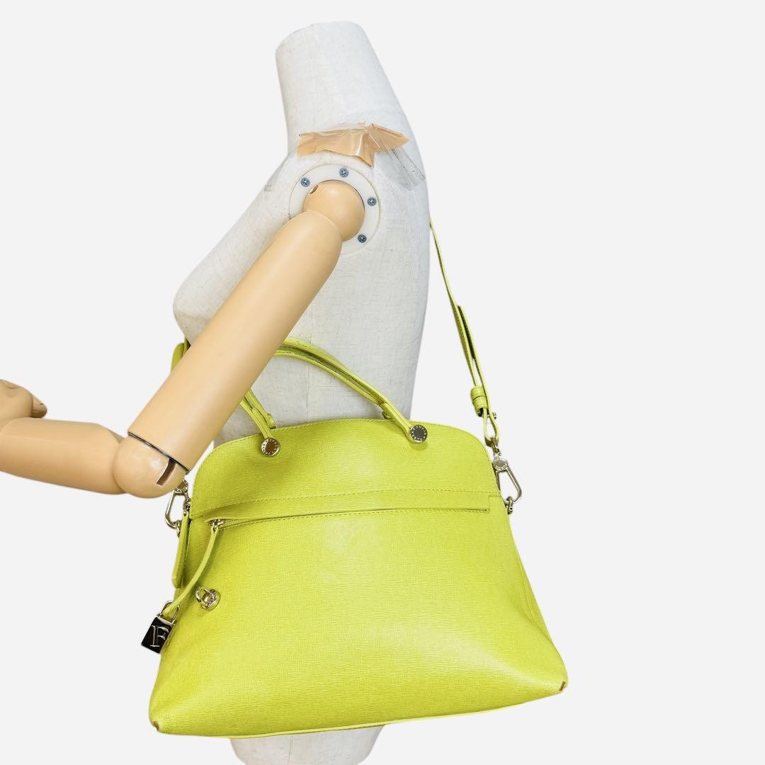 Furla Piper Bag Large Used FURLA Piper Leather Green 2-way Tote