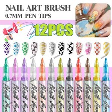 12 Colors Nail Art Pens Set, 2026 New DIY Nail Art Markers Drawing Painting Line