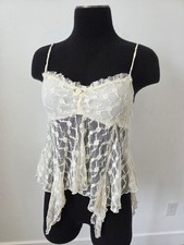 Nectar Lace Top Ivory Cream Fairy Festival Angel Coquette Sheer Y2K 90s Small