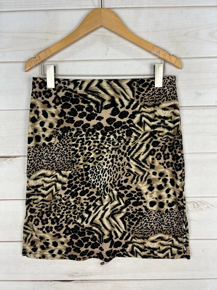 Falda A. Byer Mujer Grande Marrón Estampado Leopardo Animal Elastizada Pull On Foto 2 de 4