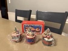 Vintage CHRISTMAS AROUND THE WORLD TOY DRUM ORNAMENTS Set 3 Decorative Holiday