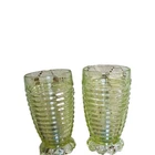2 Depression Green Uranium Glass 5" Tumblers Glasses Manhattan Hocking