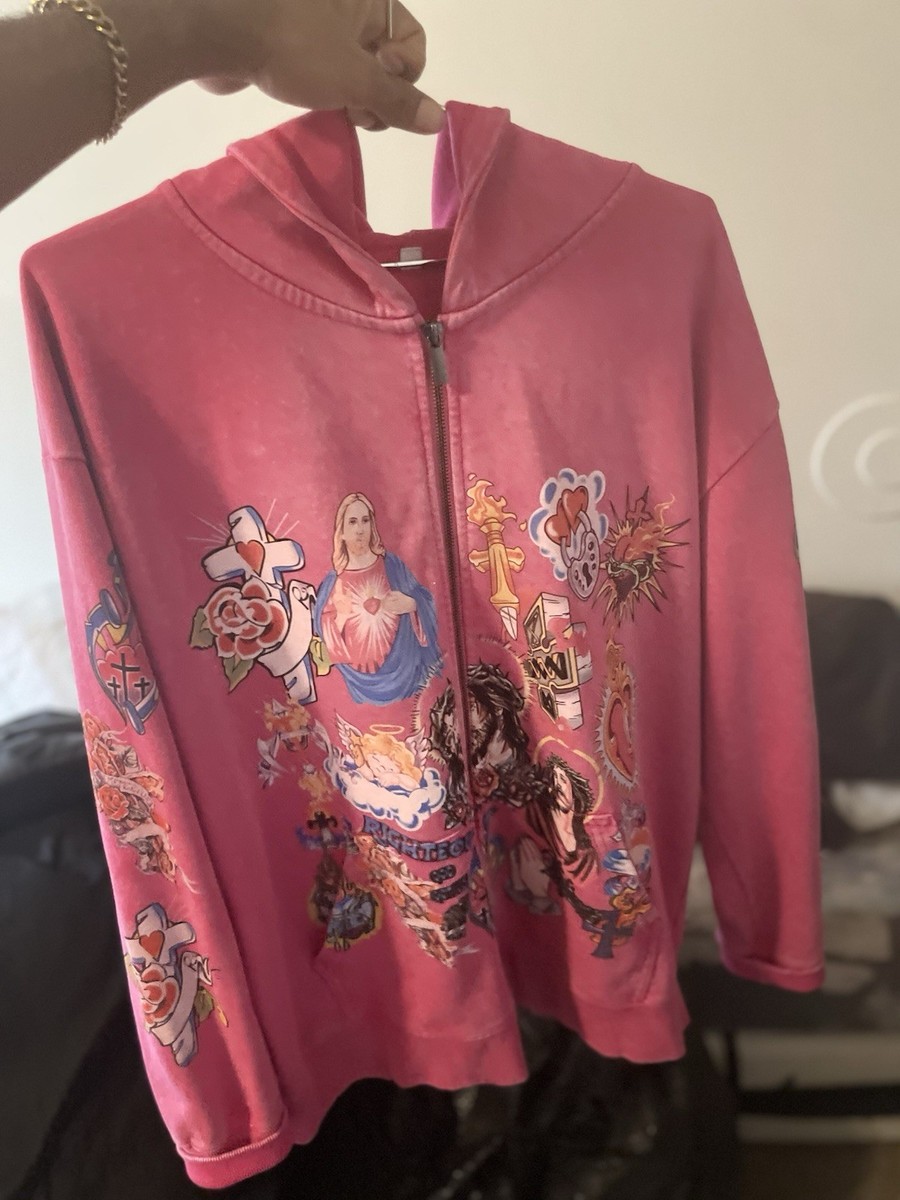 We Are Righteous フーディー パーカー ピンク We Are Righteous Sweatshirt Unisex Small Pink Full Zip Oversized
