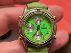 Rare Ladies Festina Chronograph 6539 Green Quartz Watch