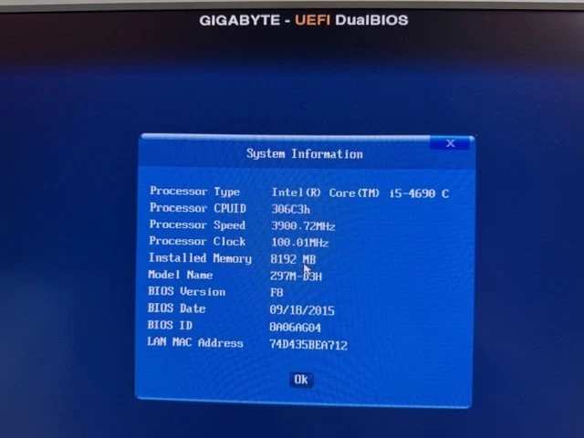 Gigabyte GA-Z97M-D3H Intel Z97 + CPU i5-4690C 3,9 GHz + 8GB RAM HX316C10FK2/8 - Bild 4 von 4