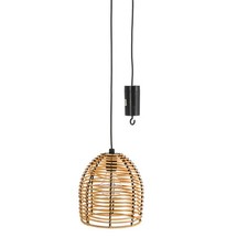 Outdoor-Lampe Rattan, zum Hängen 16 x 18cm, LED warmweiß, IP 44, Timer, Batterie