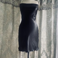 BEBE black satiny cocktail party slip mini dress / adjustable straps M