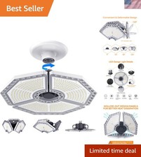 Versatile LED Garage Ceiling Light 3 Panels 18500 Lumens, Easy Install 110V