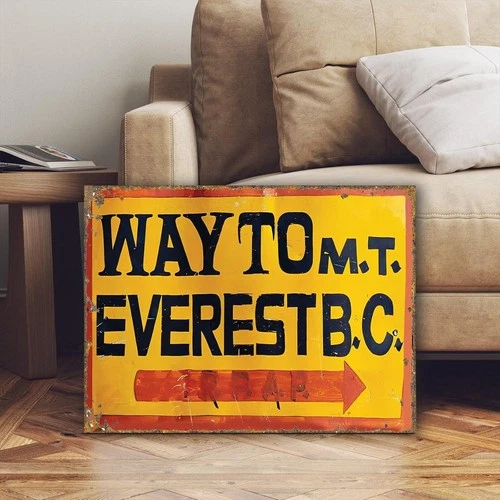 Vintage Tin Metal Sign Style Everest Base Camp Mountaineering 8x12