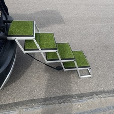Dog Stairs for Car SUV Trucks  Portable Folding Ramps Steps With Non-Slip Grass