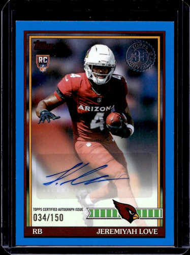 Jeremiyah Love [Blue] #91FRA-JL card from 2026 Topps Flagship 1991 Rookie Autograph