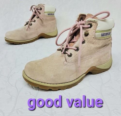 CAT Womens Ankle Boots UK Size 3 Pale Pink Leather